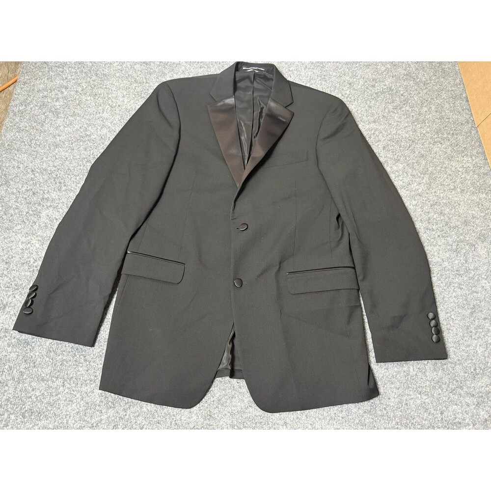 Tommy Hilfiger Suit Jacket Mens 40L Black Wool Blend 2 Btn Shawl Tuxedo Formal